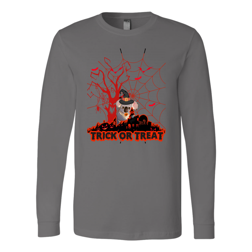 Australian Koala Trick or Treat Halloween Red T-Shirt 01 H9-T-SHIRTS-HP Arts-Canvas Long Sleeve Shirt-Asphalt-S-Vibe Cosy™