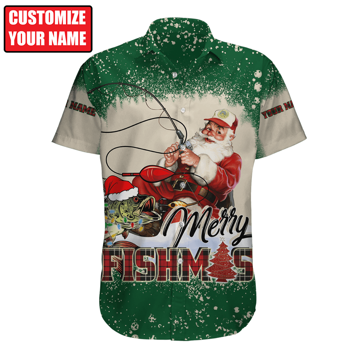 Customized Name Merry Fishmas 3D All Over Printed Unisex Shirts