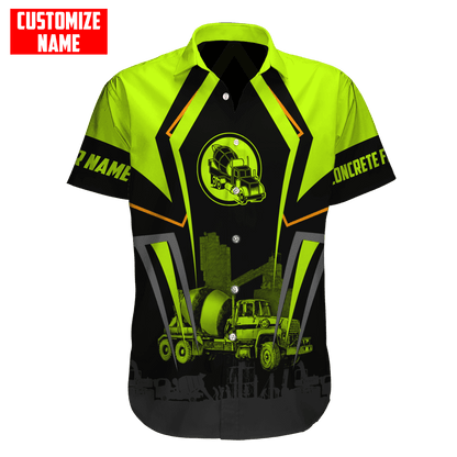 Concrete Mixer Green Customized name Concrete Finisher 3D Printed Shirts