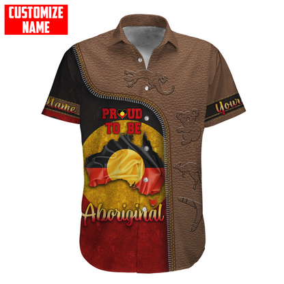 Totem Pattern Proud to be Aboriginal Flag 3D design printed summer shirts