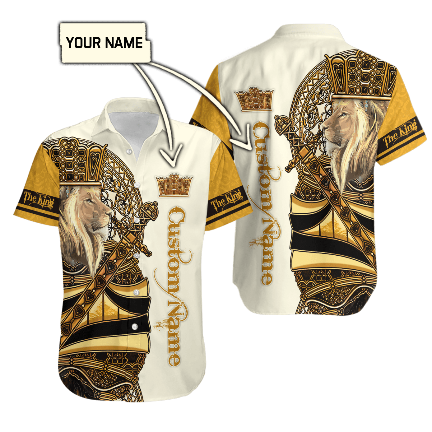 Summer Collection - Customized Name King Lion 3D All Over Printed Unisex Shirts