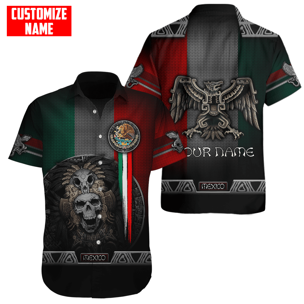 Customized Name Aztec Mexican 3D All Over Printed Unisex Shirts