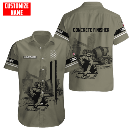 Customized Name US Concrete Finisher With Poured Concrete 3D All Over Printed Shirts