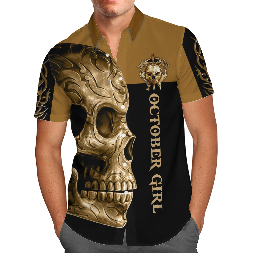 October Girl Skull 3D All Over Printed Shirts For Men and Women MH28062101