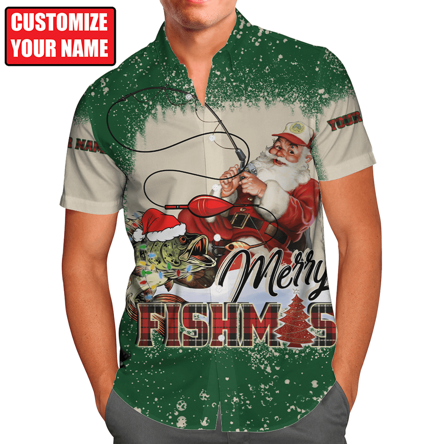 Customized Name Merry Fishmas 3D All Over Printed Unisex Shirts