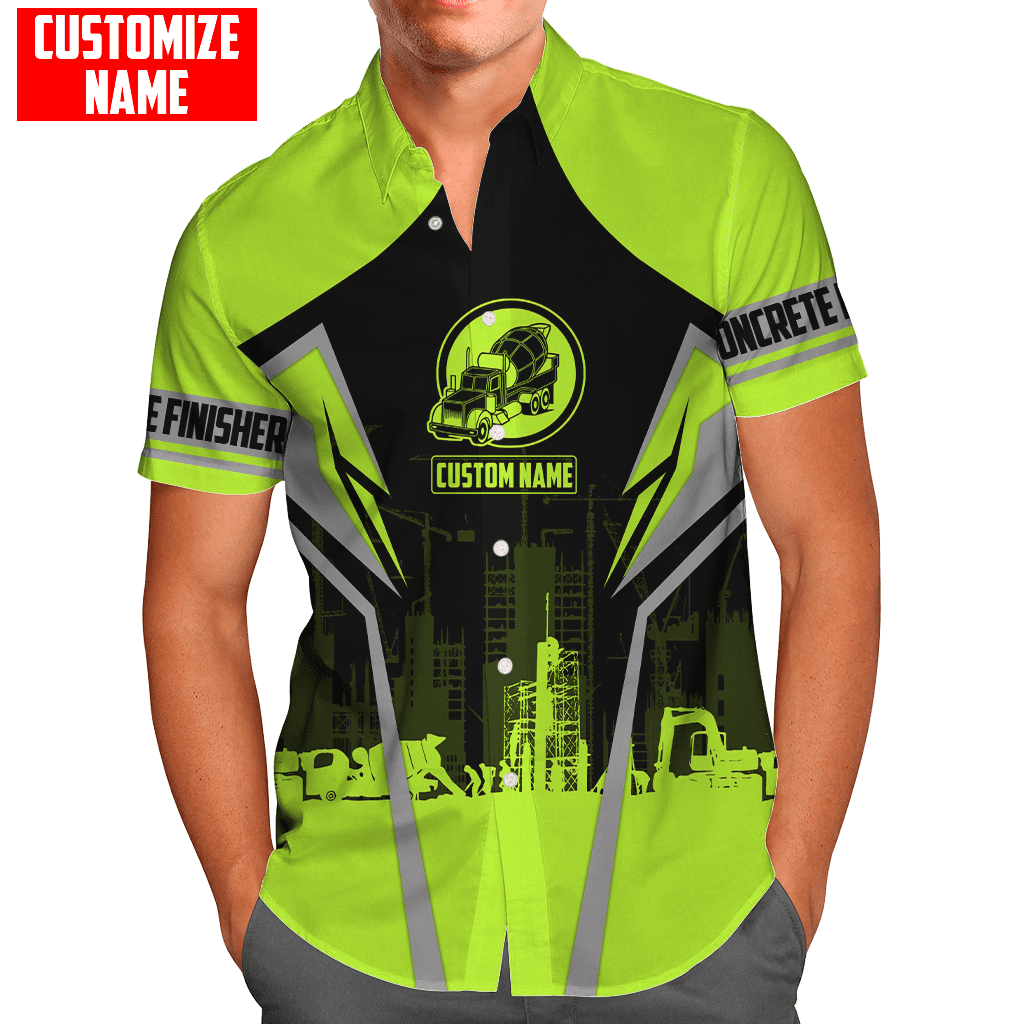 Concrete Finisher Green Mixer Truck Custom name 3D Printed Shirts