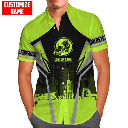 Concrete Finisher Green Mixer Truck Custom name 3D Printed Shirts