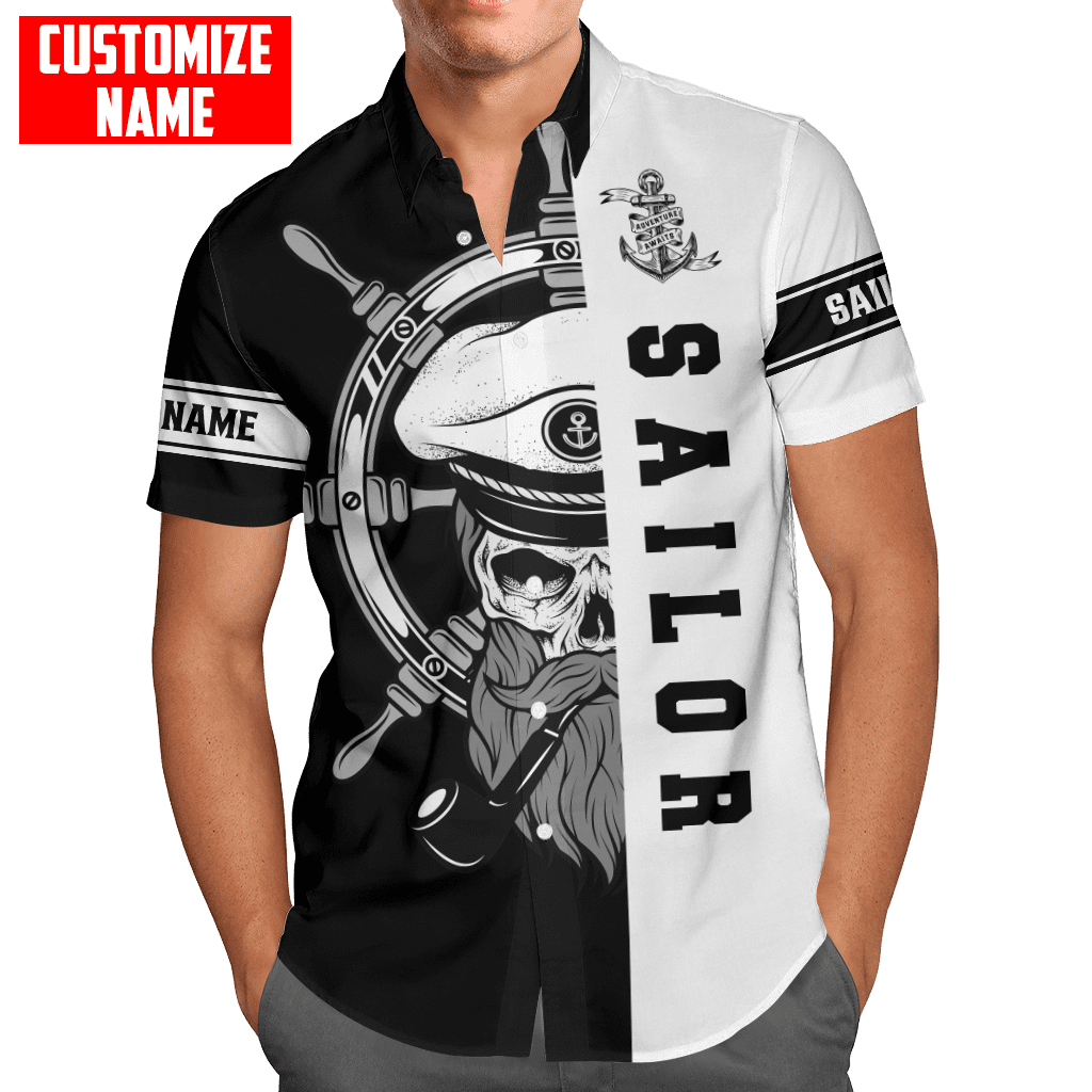 Skull Sailor on the Helm Custom name 3D printed shirts