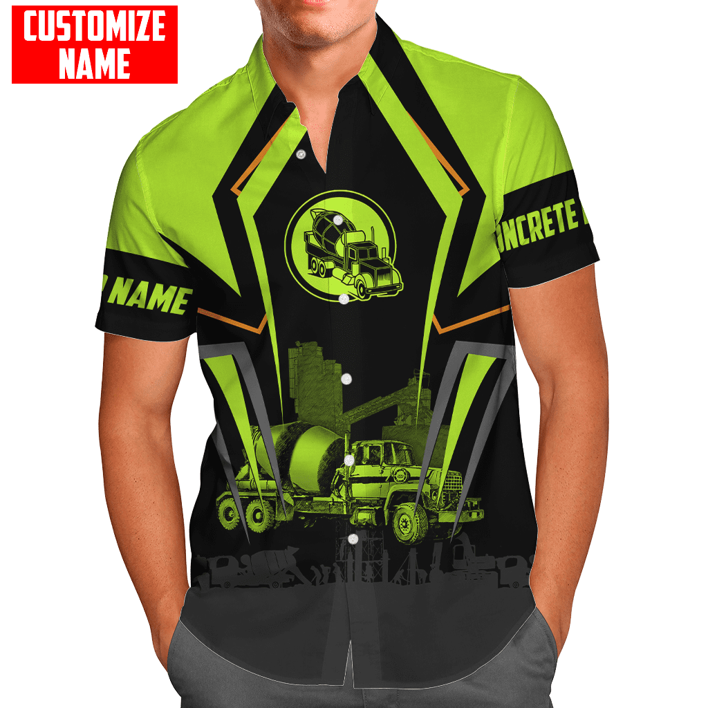 Concrete Mixer Green Customized name Concrete Finisher 3D Printed Shirts