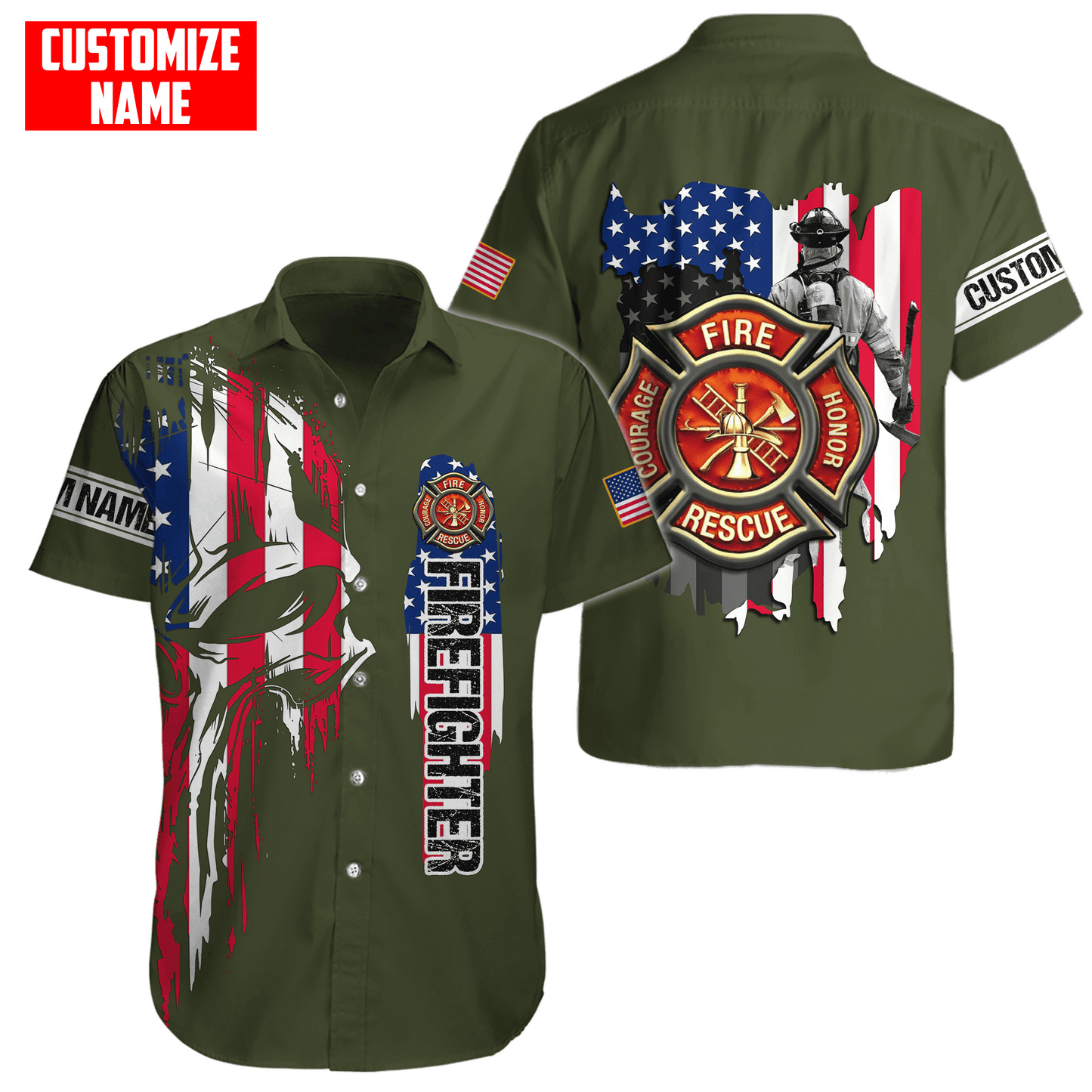 Customize Name Firefighter 3D All Over Printed Unisex Shirts