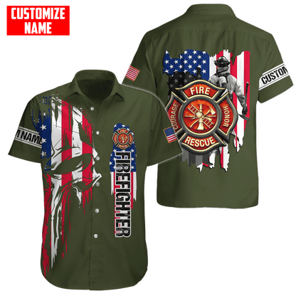 Customize Name Firefighter 3D All Over Printed Unisex Shirts