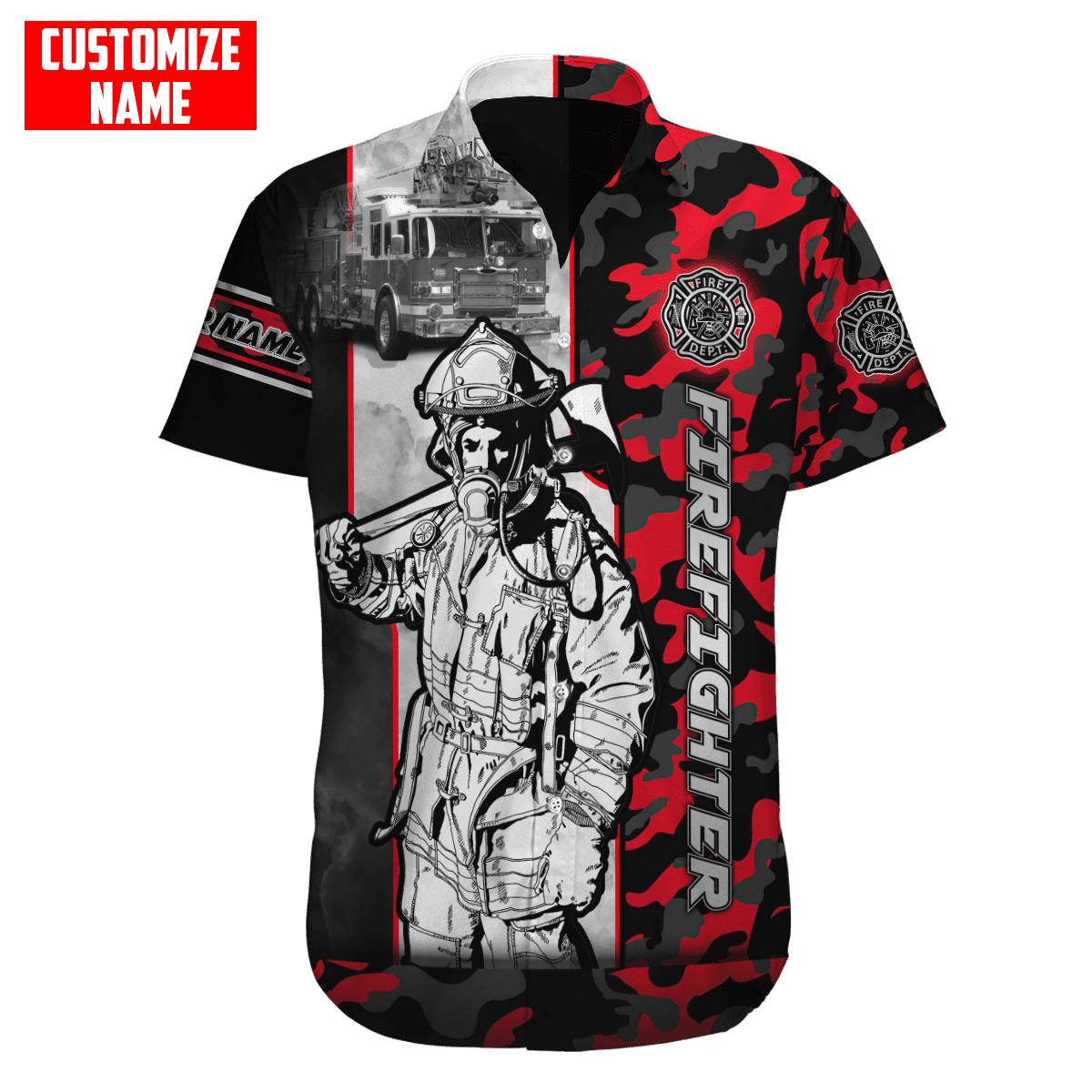 Customize Name Firefighter 3D All Over Printed Unisex Shirts