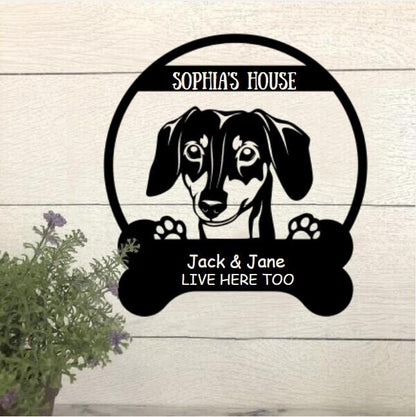 Dog Lovers Personalized Funny Metal Sign Dog House