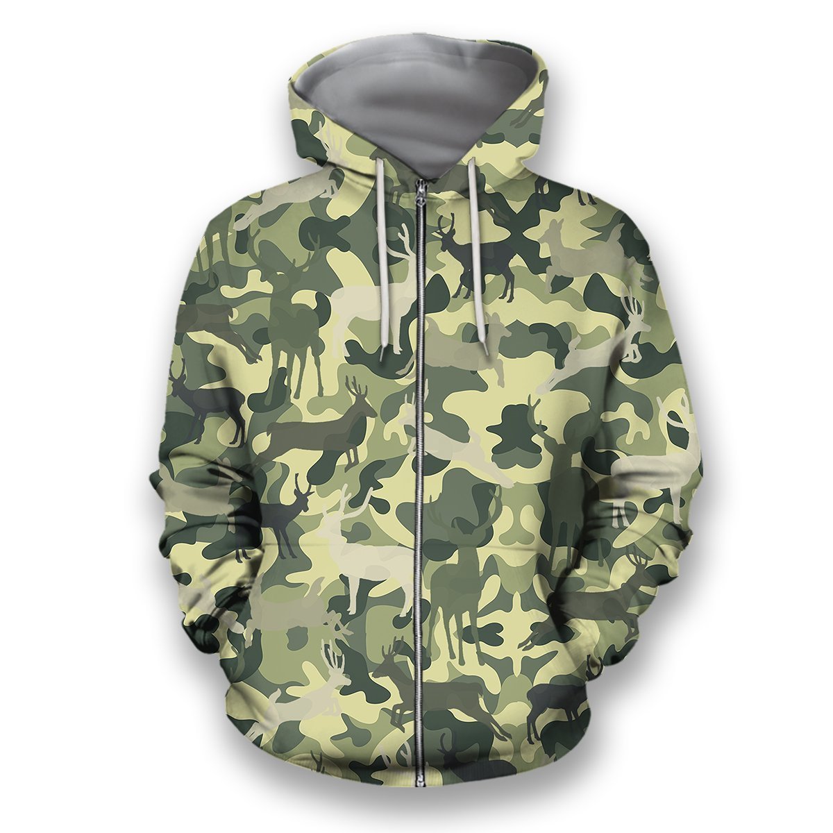 All Over Printed Deer Camo Shirts-Apparel-HbArts-Zip-Hoodie-S-Vibe Cosy™