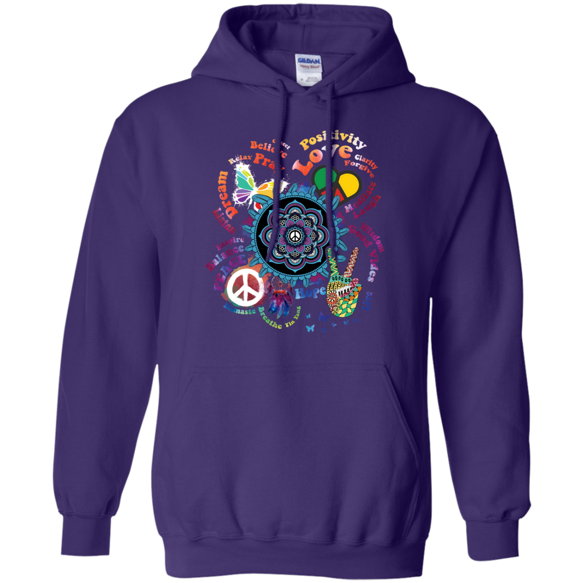 Believe In Peace-Apparel-CustomCat-G185 Gildan Pullover Hoodie 8 oz.-Purple-S-Vibe Cosy™