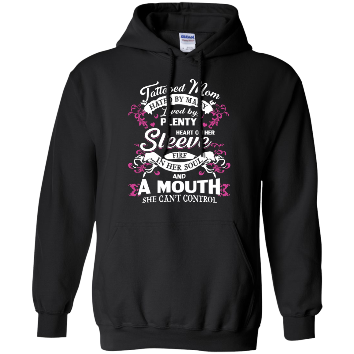 Tattooed mom hated my many-T Shirt-CustomCat-NON ZIP HEAVYBLEND HOODIE-Black-S-Vibe Cosy™