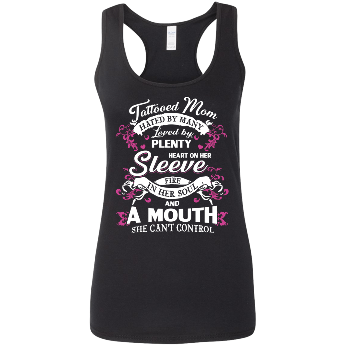 Tattooed mom hated my many-T Shirt-CustomCat-LADIES' RACERBACK TANK TOP-Black-S-Vibe Cosy™