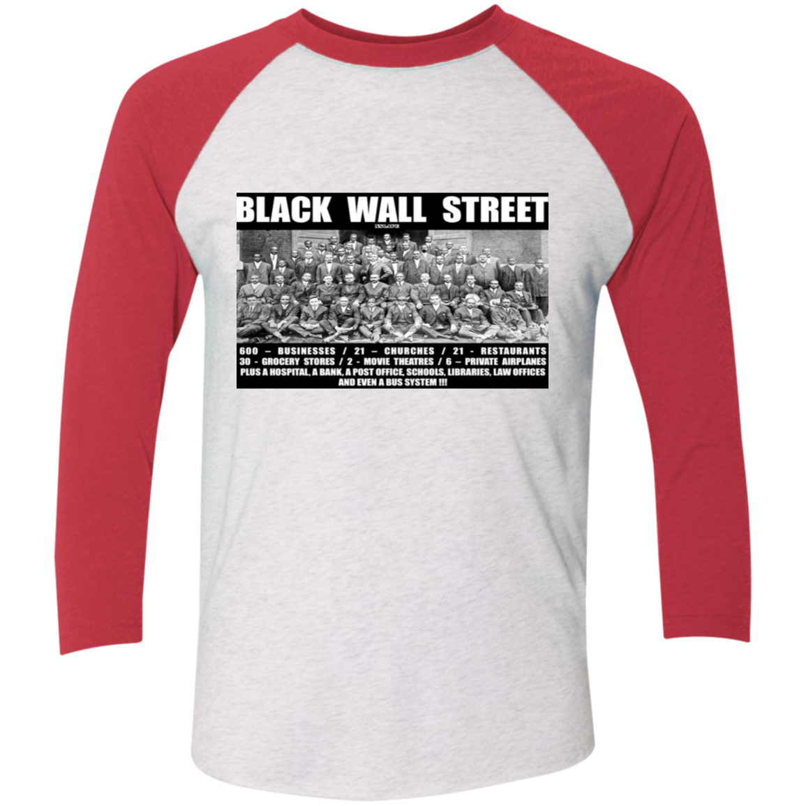 Black Wall Street T Shirts Black History-T-Shirts-CustomCat-Heather White/Vintage Red-X-Small-Vibe Cosy™