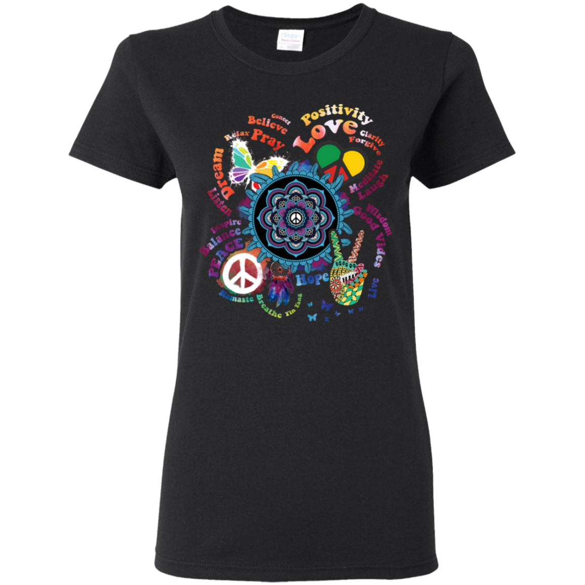 Believe In Peace-Apparel-CustomCat-G500L Gildan Ladies' 5.3 oz. T-Shirt-Black-S-Vibe Cosy™