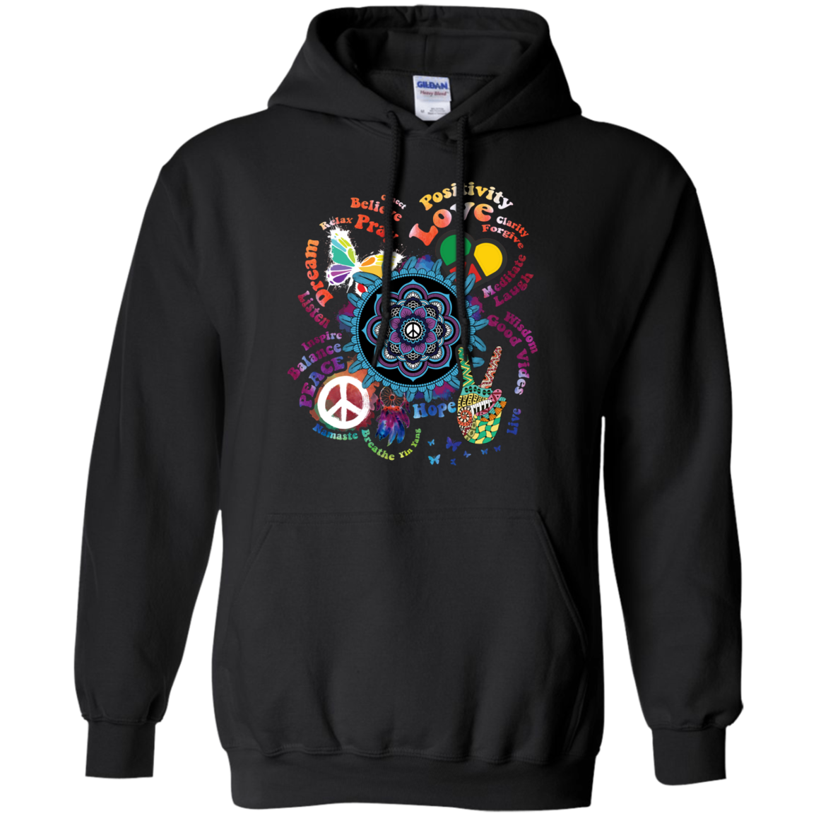 Believe In Peace-Apparel-CustomCat-G185 Gildan Pullover Hoodie 8 oz.-Black-S-Vibe Cosy™