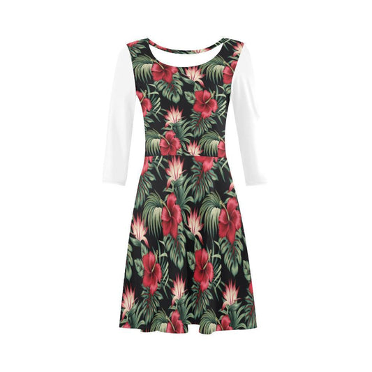 Hibiscus Sundress 06 - AH-SLEEVE SUNDRESSES-e-joyer-XS-White-Sundress-Vibe Cosy™