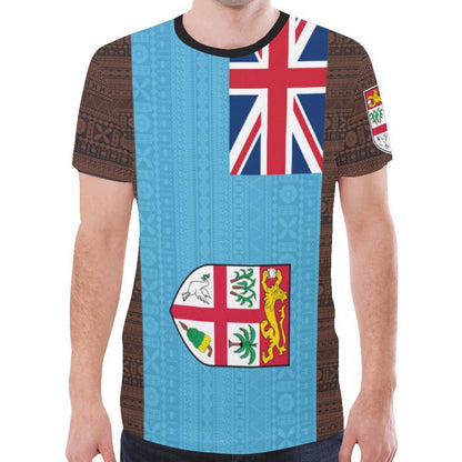 Fiji Tapa T-Shirt - Flag Version - BN09-Apparel-Khanh Arts-T-Shirt-S-Vibe Cosy™