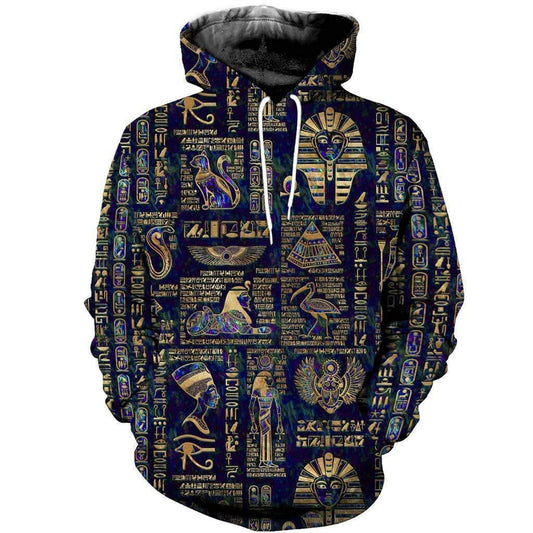Egyptian Hieroglyphs And Deities 3D All Over Printed Clothes HC3103-Apparel-MP-Hoodie-S-Vibe Cosy™