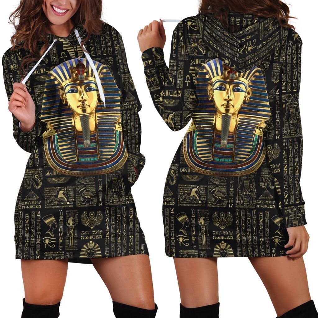 All Over Printed Egyptian Hoodie Dress-Apparel-HbArts-Hoodie Dress-S-Vibe Cosy™