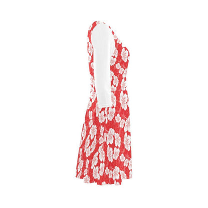 Hibiscus Sundress 03 - AH-SLEEVE SUNDRESSES-e-joyer-XS-White-Sundress-Vibe Cosy™