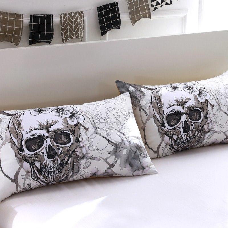 Flowers Sugar Skull Bedding Set-6teenth-Violet-Twin 3pcs-Vibe Cosy™