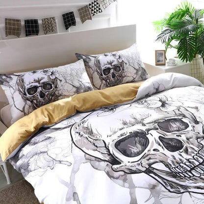 Flowers Sugar Skull Bedding Set-6teenth-Violet-Twin 3pcs-Vibe Cosy™