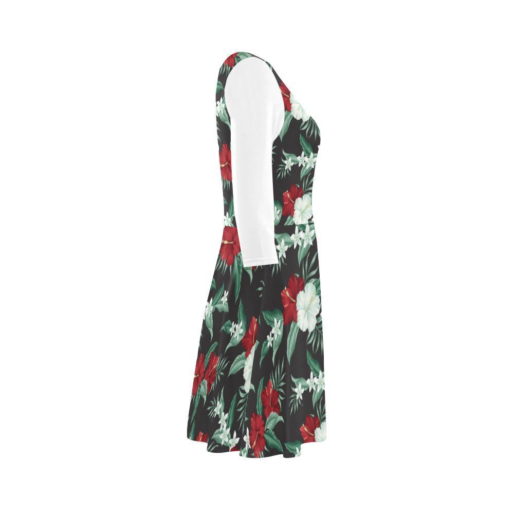 Hibiscus Sundress 07 - AH-SLEEVE SUNDRESSES-e-joyer-XS-White-Sundress-Vibe Cosy™