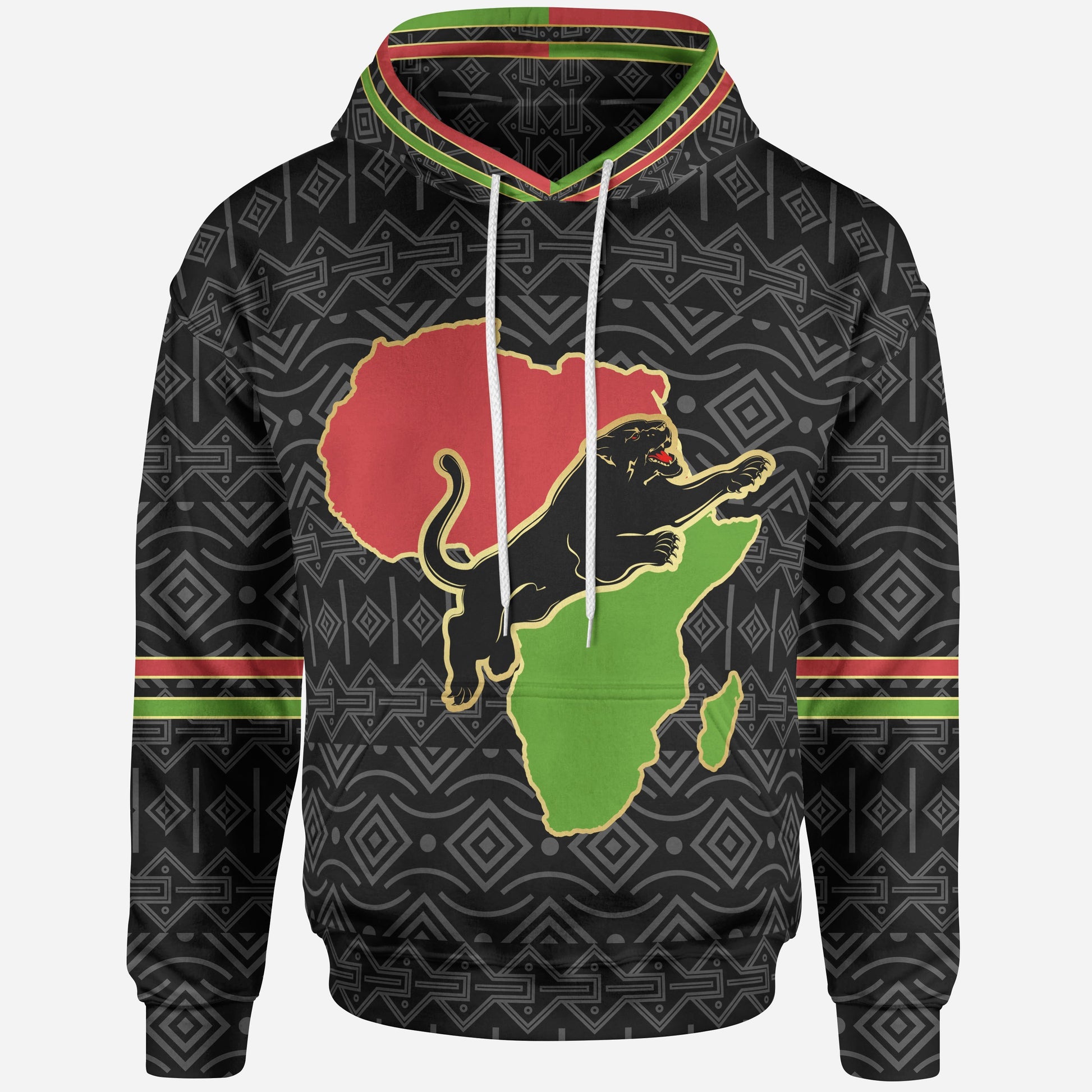 African Hoodie - Africa Panther Map Hoodie-ALL OVER PRINT HOODIES (A)-HPArt-Men-S-Black-Vibe Cosy™