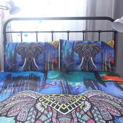 India Elephant Bedding Set Bohemian Design NHT270303-Bedding Set-6teenth Outlet-Blue-US Full-Vibe Cosy™