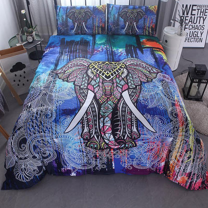 India Elephant Bedding Set Bohemian Design NHT270303-Bedding Set-6teenth Outlet-Blue-US Full-Vibe Cosy™