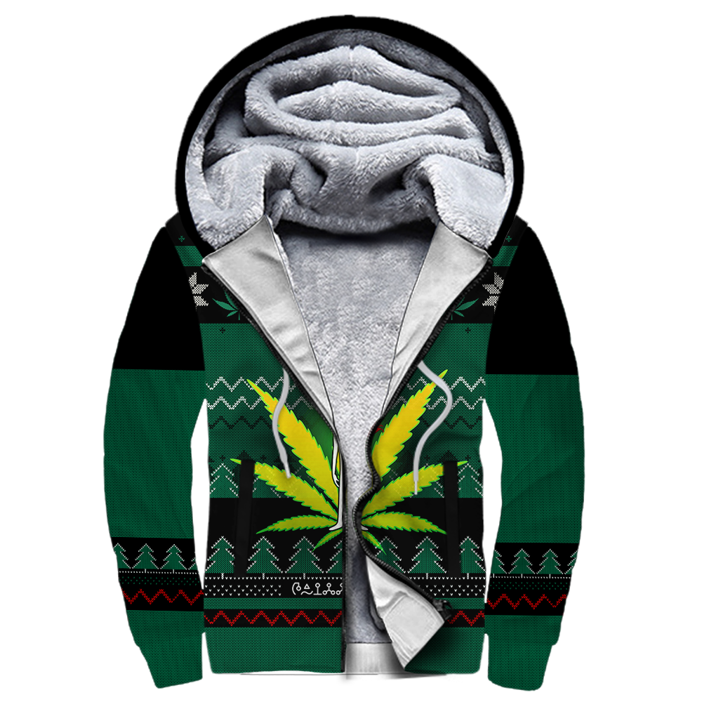 Ugly Christmas Marijuana UFO Pi111101 (Only specials can read this)-Apparel-NNK-Fleece Zip-up Hoodie-S-Vibe Cosy™