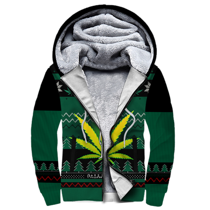 Ugly Christmas Marijuana UFO Pi111101 (Only specials can read this)-Apparel-NNK-Fleece Zip-up Hoodie-S-Vibe Cosy™