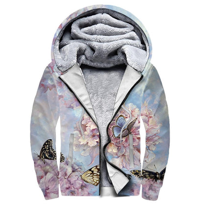 Butterfly Sweet Garden 3D Winter Clothes TR091104-Apparel-NNK-Fleece Zip-up Hoodie-S-Vibe Cosy™