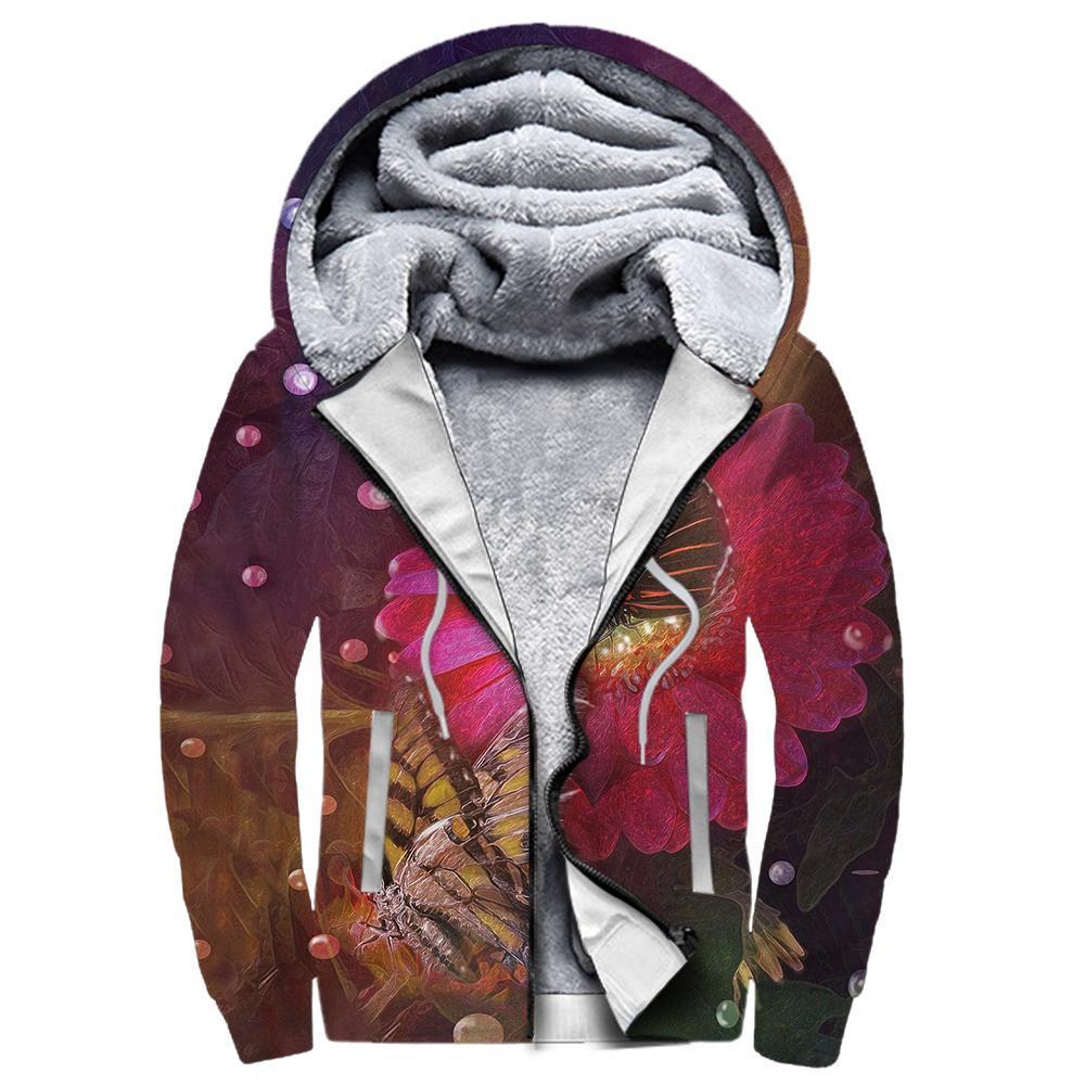 Butterfly Sweet Garden 3D Winter Clothes TR111101-Apparel-NNK-Fleece Zip-up Hoodie-S-Vibe Cosy™