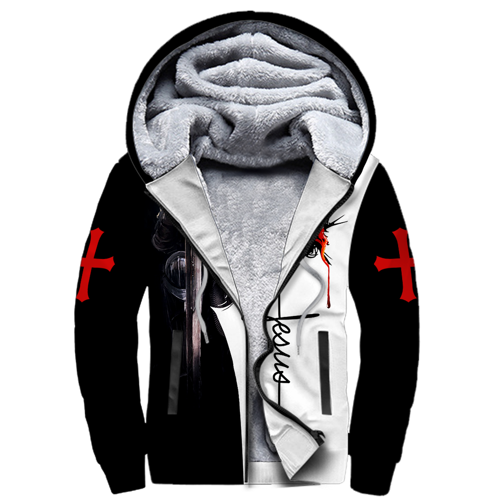 A CHILD OF GOD A MAN OF FAITH A WARRIOR OF CHRIST KNIGHT CHRISTIAN ALL OVER PRINTED SHIRTS-Apparel-MP-Fleece Zipped Hoodie-S-Vibe Cosy™