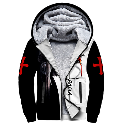 A CHILD OF GOD A MAN OF FAITH A WARRIOR OF CHRIST KNIGHT CHRISTIAN ALL OVER PRINTED SHIRTS-Apparel-MP-Fleece Zipped Hoodie-S-Vibe Cosy™