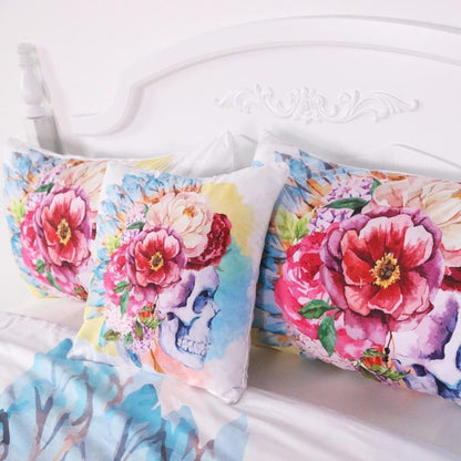 Flower Skull Bedding Set-Bedding Set-6teenth Outlet-Twin-Vibe Cosy™