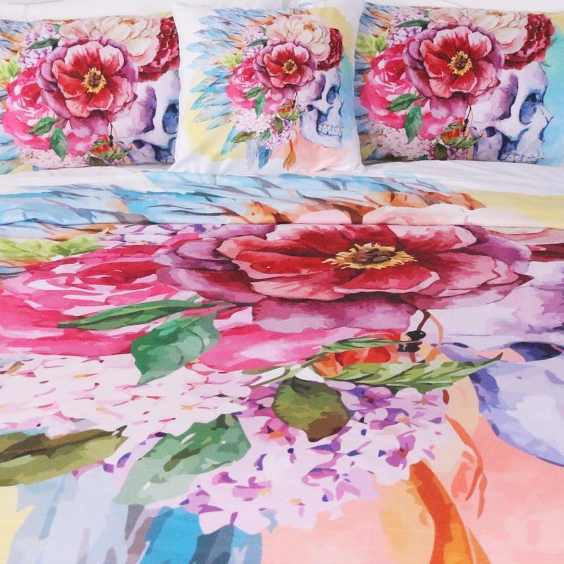 Flower Skull Bedding Set-Bedding Set-6teenth Outlet-Twin-Vibe Cosy™