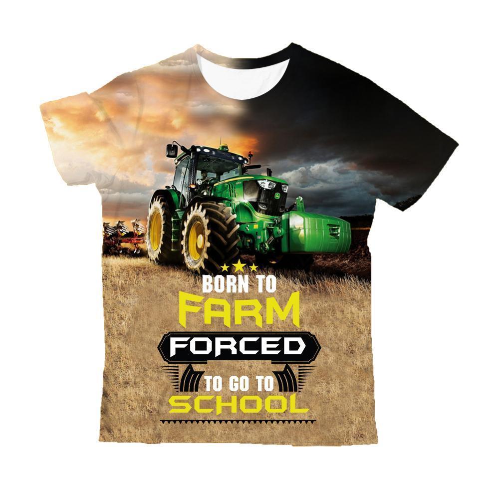Born to Farm Forced to go to school Shirt-Apparel-HD09-T-Shirt-YOUTH XS-Vibe Cosy™