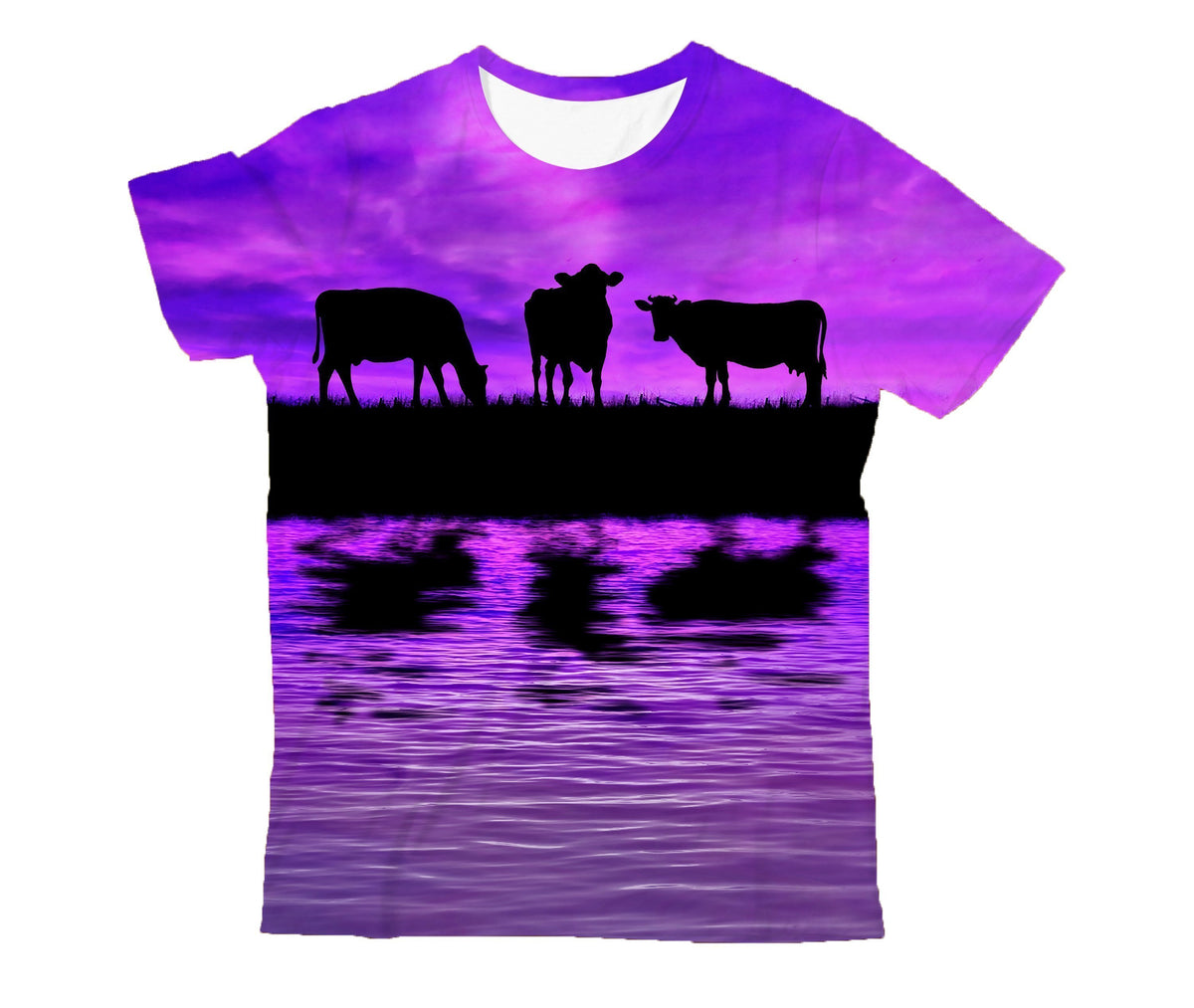 Sunset and Cow Violet Kids All Over-Apparel-HD09-T-Shirt-TODDLER 2T-Vibe Cosy™
