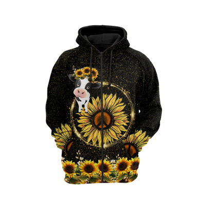 Awesome Cow And Sunflower 3D All Over Printed Shirts