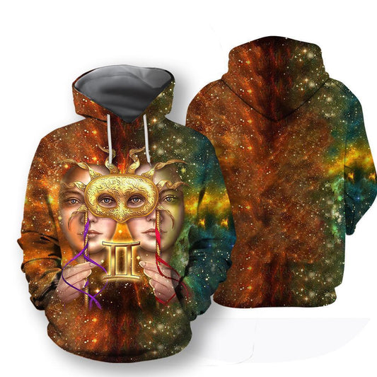 All Over Printed Gemini Hoodie-Apparel-HbArts-Hoodies-S-Vibe Cosy™