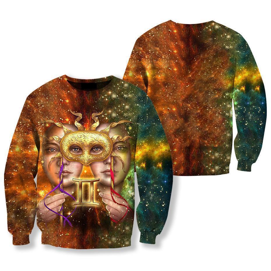 All Over Printed Gemini Hoodie-Apparel-HbArts-Sweatshirt-S-Vibe Cosy™