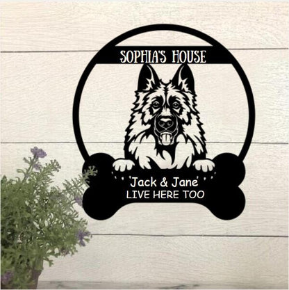 Dog Lovers Personalized Funny Metal Sign Dog House