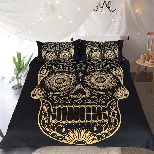 Golden skull bedding set-Bedding Set-6teenth Outlet-Twin-Vibe Cosy™